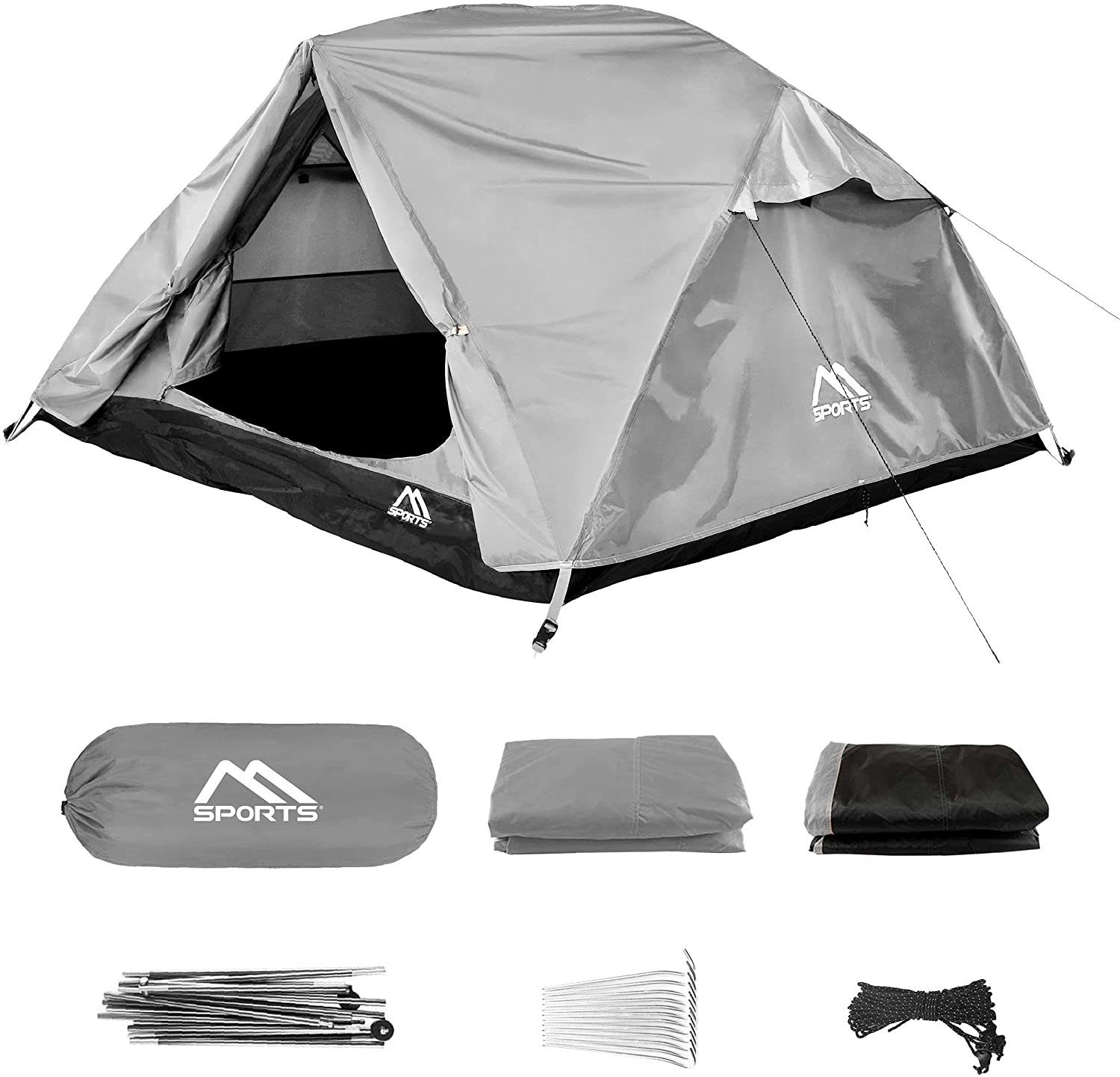 MSports® Igluzelt Campingzelt Ultraleicht Zelt für 3 Personen Würfelzelt Wasserdicht Winddicht Kuppelzelt Zelt Grau