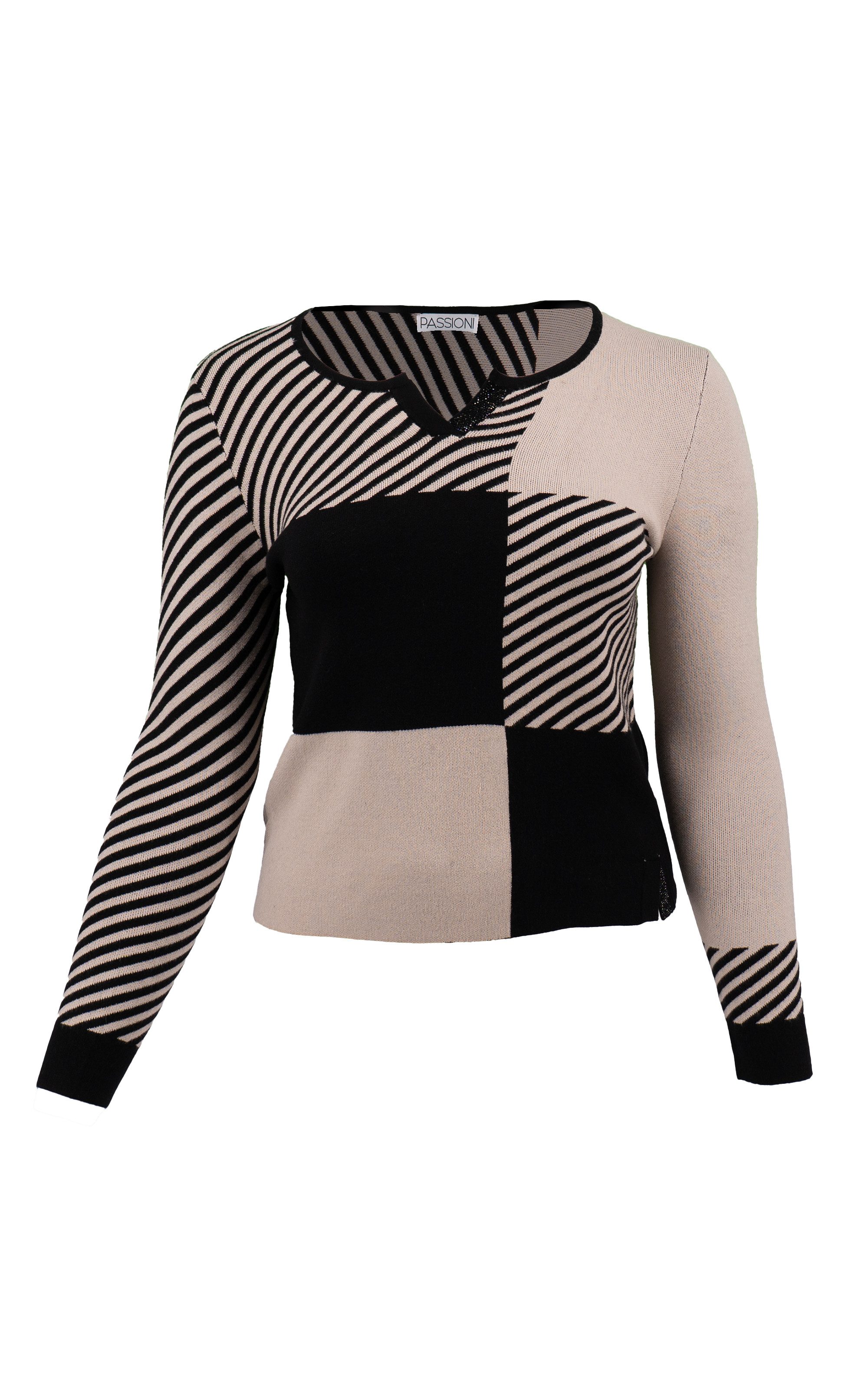 Strickpullover Jacquard Pullover im Color Block-Design