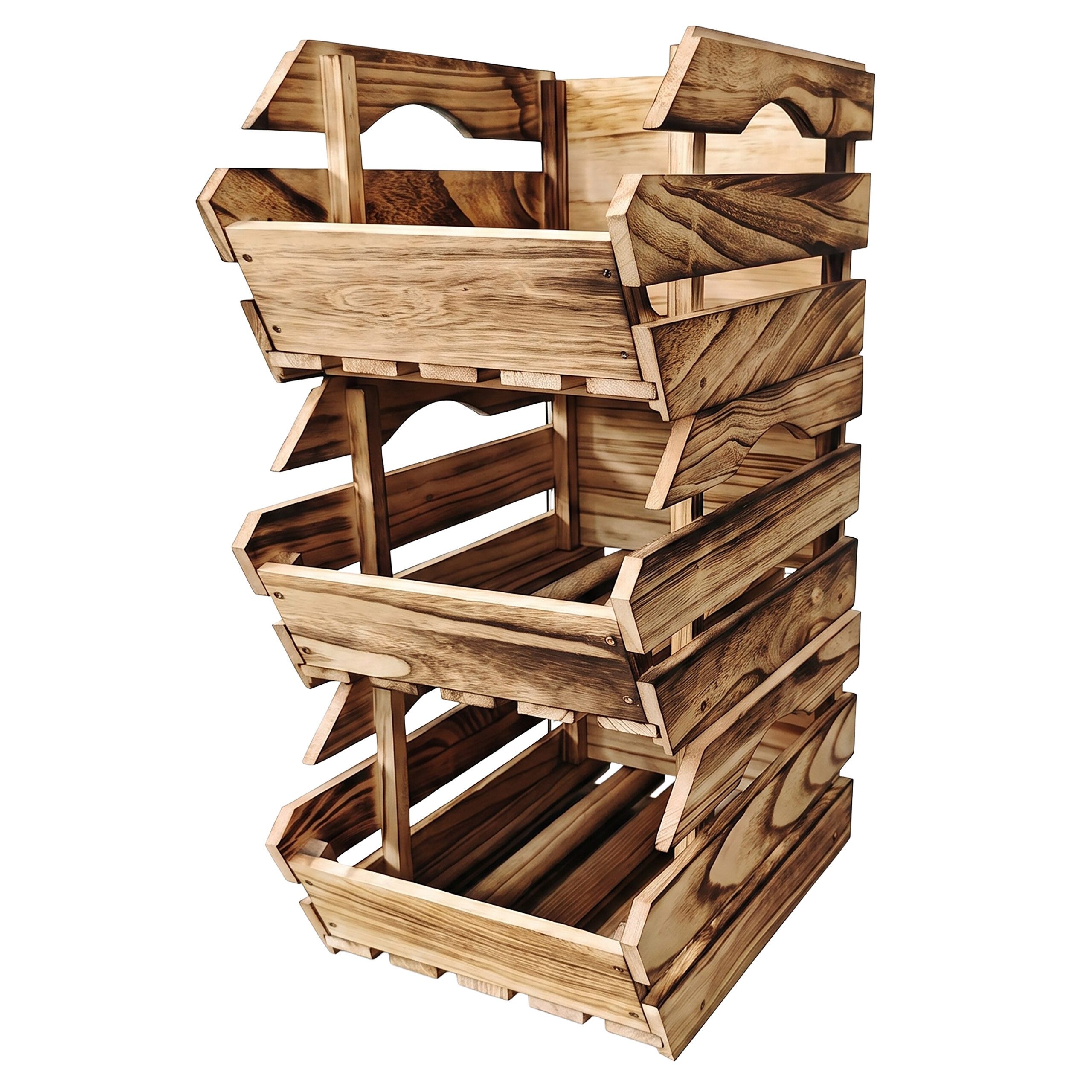 relaxdays Holzkiste Stapelkiste Holz 3er Set, Aufbewahrungskiste Holz