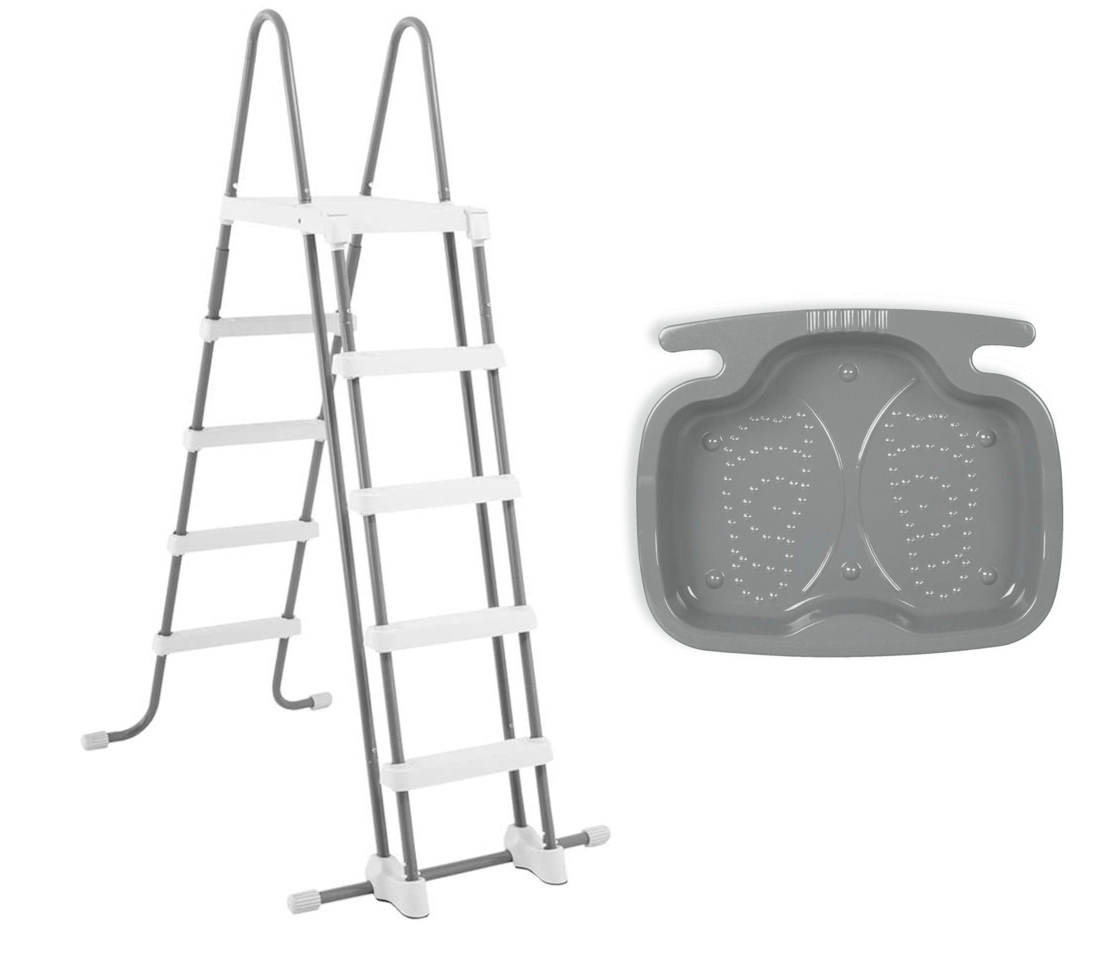 Intex Poolleiter 28077 - Sicherheitsleiter (132cm) + INTEX 29080 Fußbad