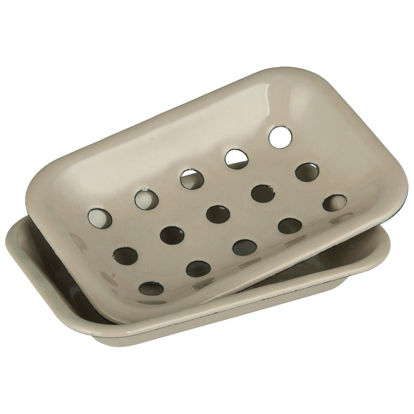 Ib Laursen Badaccessoire-Set Emaille Zahnbecher Becher grau sandfarbig, Dekorativ, Emaille Sandfarben oder Grau