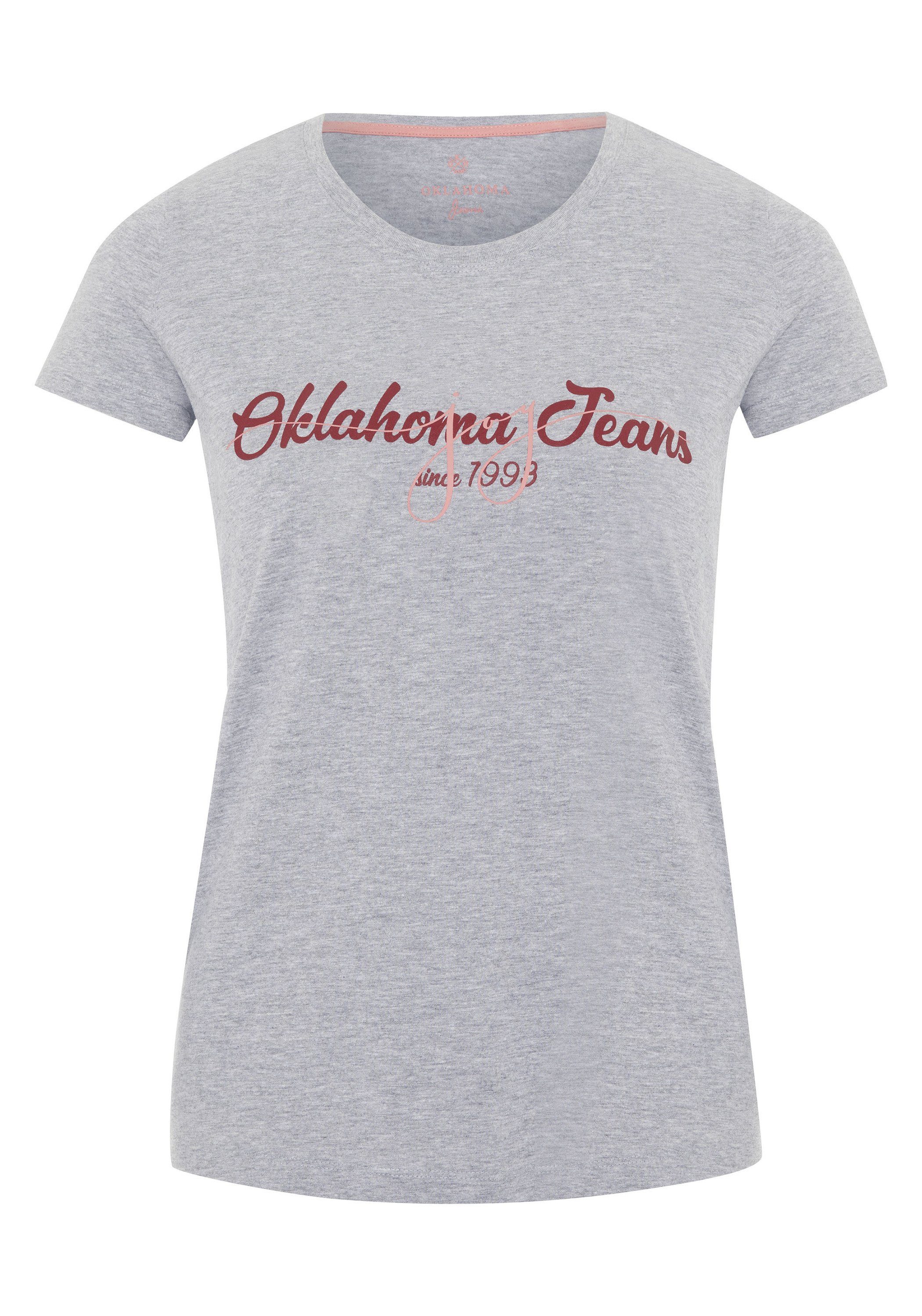 Oklahoma Jeans Print-Shirt mit Frontprint 17-4402M Neutral Gray Melange