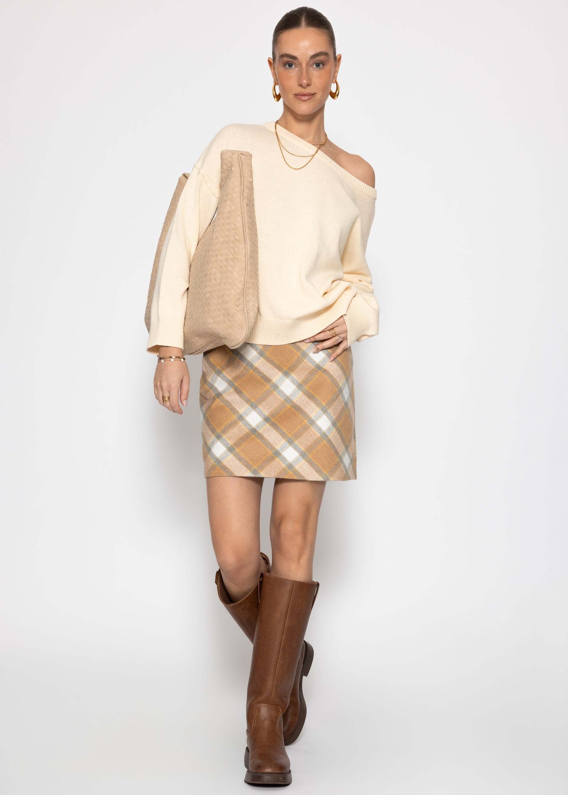 SASSYCLASSY Strickpullover Oversize Baumwoll-Pullover für Damen Pullover mit dekorativen Außennähten im leicht kastigen Schnitt