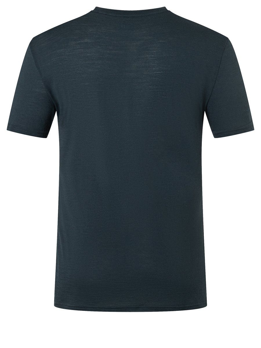 M TEE Merino-Materialmix Merino T-Shirt T-Shirt cooler funktioneller Print, SUPER.NATURAL Blueberry/Jet Black HIKING