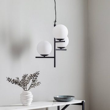 Lindby Hängeleuchte Jornam, dimmbar, Leuchtmittel nicht inklusive, Modern, Metall, Glas, Schwarz, weiß, 3 flammig, E14, Deckenlampe