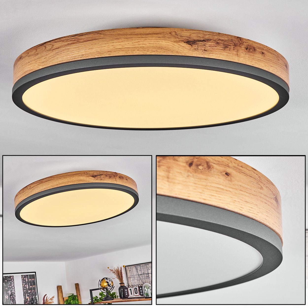 hofstein Deckenleuchte »Vacil« Deckenlampe, Metall/MDF/Kunststoff, Anthrazi günstig online kaufen