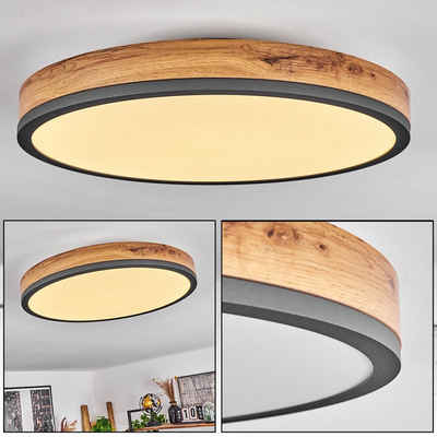 hofstein Deckenleuchte »Vacil« Deckenlampe, Metall/MDF/Kunststoff, Anthrazit/Holzoptik, 3000 Kelvin, Ø45cm, 1800 Lumen, 1xLED 24 Watt IP20, Braun, Weiß