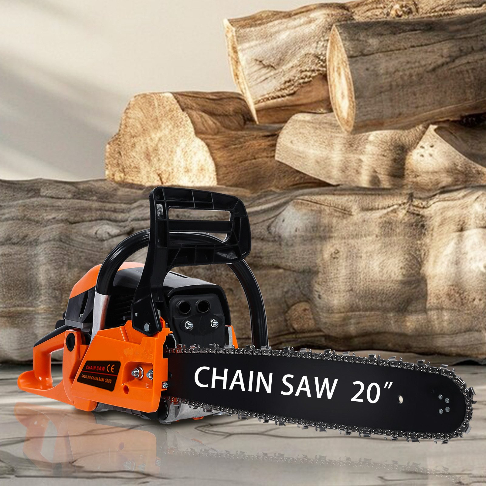 Rutaqian Benzin-Kettensäge Kettensäge, Handkettensäge, 58cc 2-Takt Benzinkettensäge – 20 Zoll, 1-tlg., Ideal für Baumfällung & Holzernte, Hohe Leistung, Ergonomisches Design, Automatisches Ölsystem