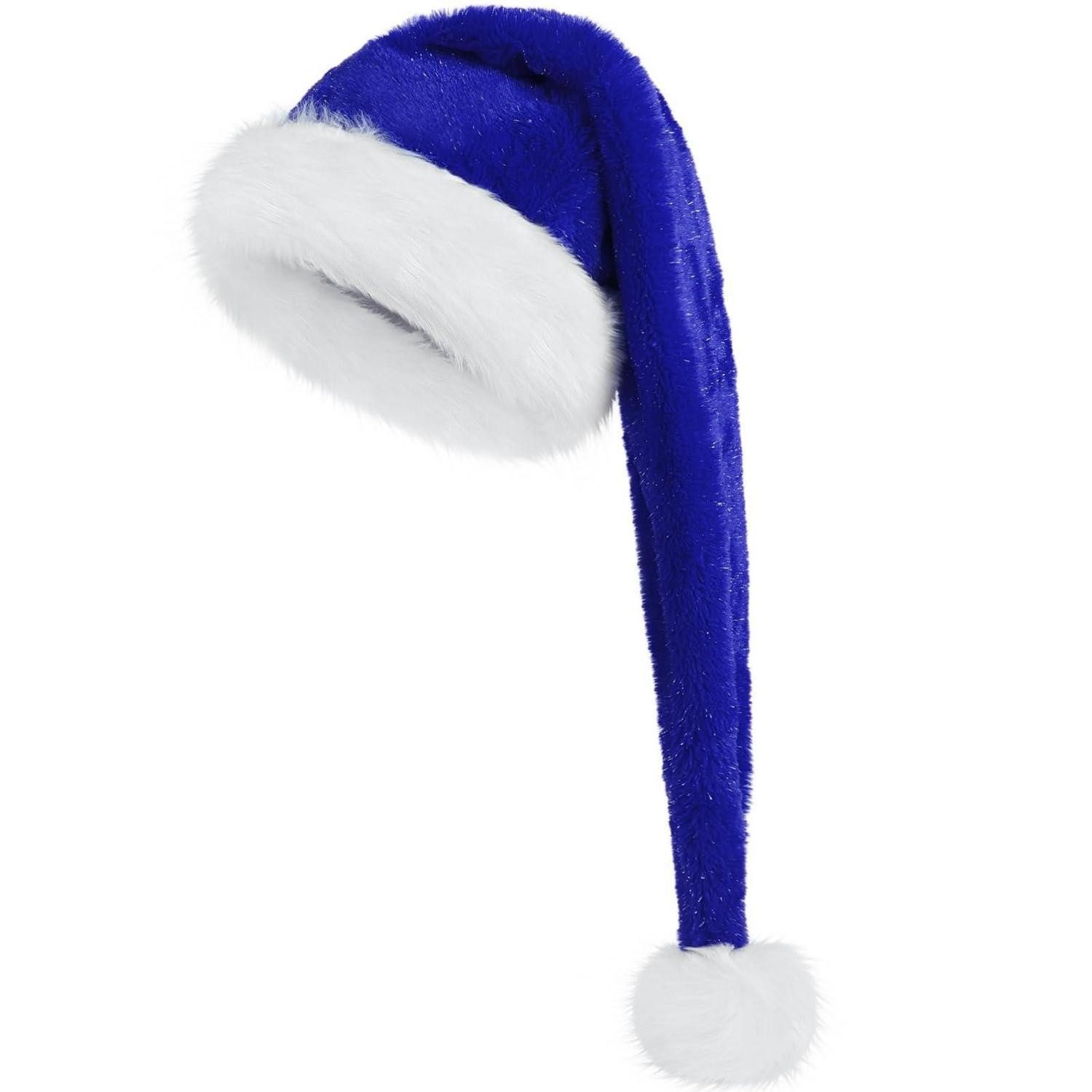 LuxusKollektion Plüschmütze Nikolausmütze Samt Blau Glitzer Seide (1-St)