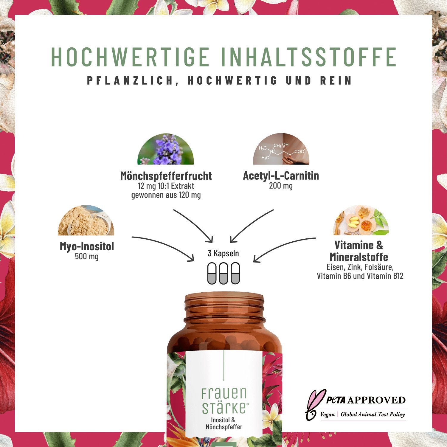 Naturtreu FRAUENSTÄRKE Kapseln, 1 er 39,4 g, Durchdachte Entwicklung, Vegan, Laborgeprüft, Hochwertige Inhaltstoffe
