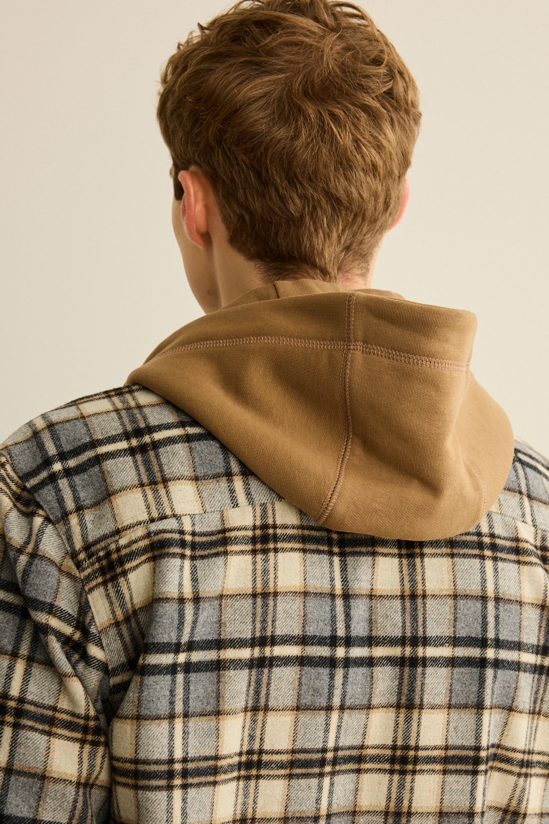 (1-tlg), England Design Hemdjacke Next aus Karierte Outdoorhemd Stylisches Kapuze mit