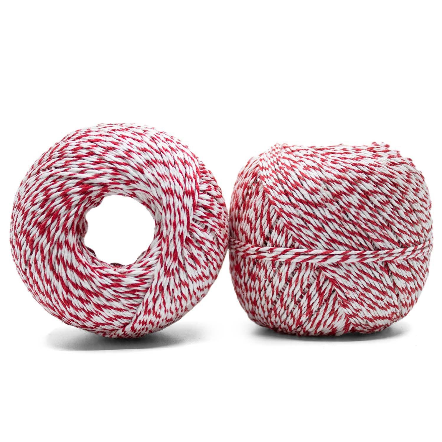 Landshop24 Wurstbindfaden, Wurstgarn, Metzgergarn, Knäuel rot/weiss Küchengarn, 180,00 m (1 Knäuel), lebensmittelecht