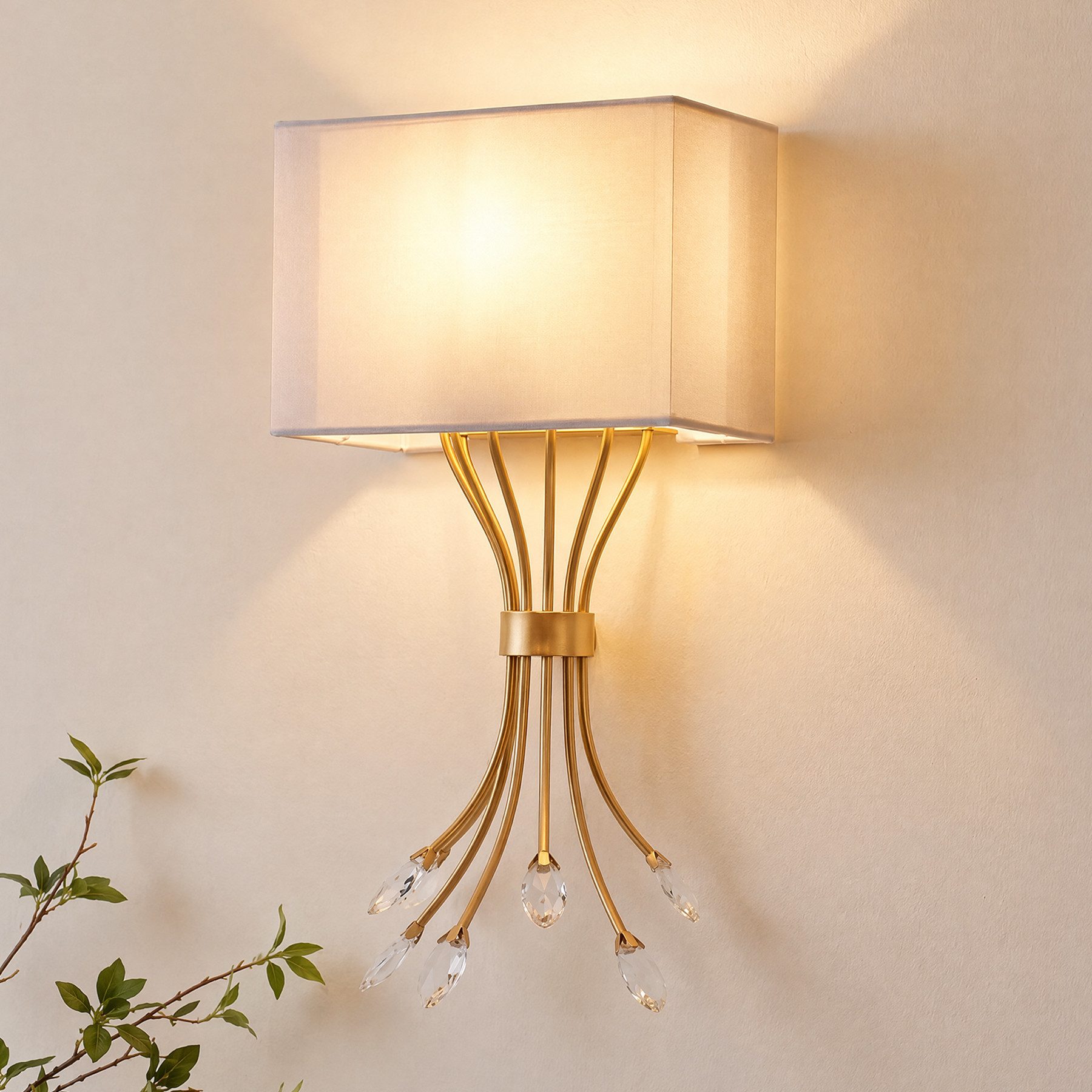 Tribesigns Wandleuchte Gold Kristall-Wandleuchte 26 cm, Moderne Messing-Wandlampe