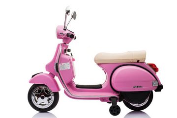 TPFLiving Elektro-Kindermotorrad Vespa - Motor: 2 X 6V - Akku: 2 x 6 Volt/4.5Ah, Belastbarkeit 30 kg, Kindermotorrad - Elektromotorrad - Leder und Stützräder - Farbe: rosa