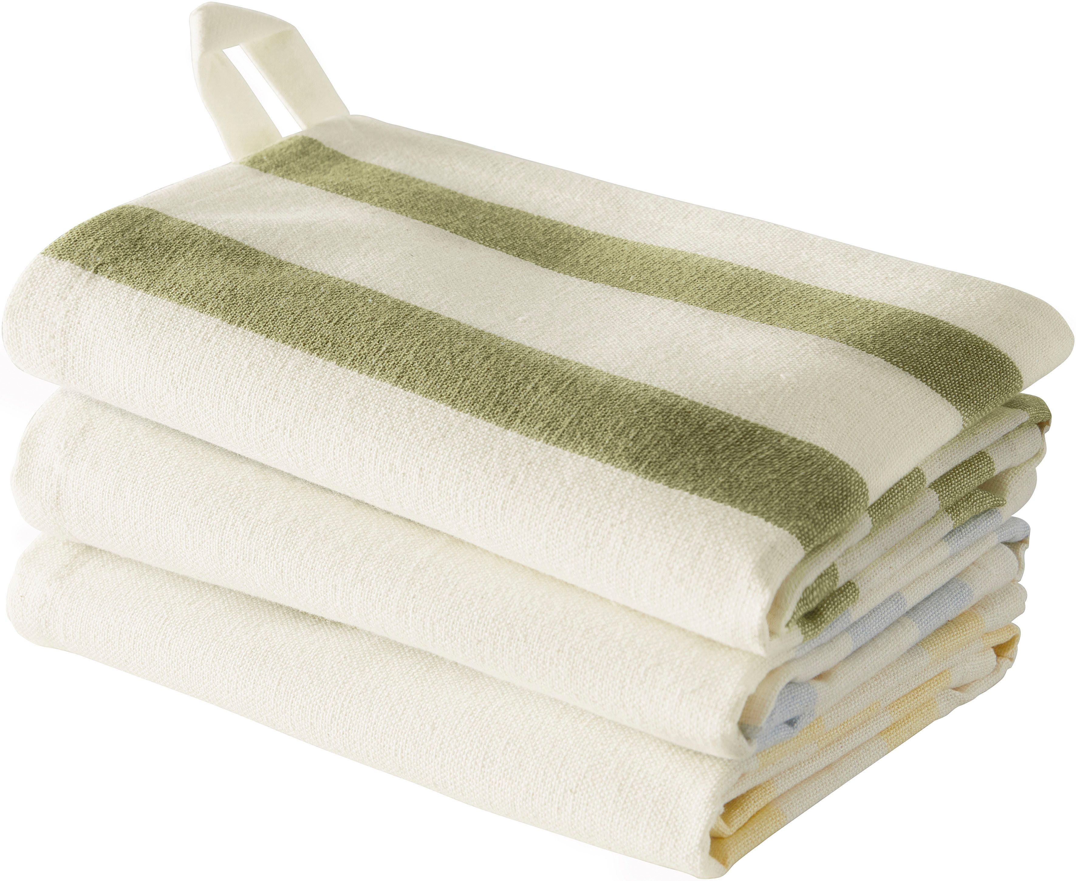 s.Oliver Geschirrtuch Frevik, (Set, 3-tlg), 100 % Baumwolle, Stilvolles Design, 3er-Set, Pflegeleicht, premium