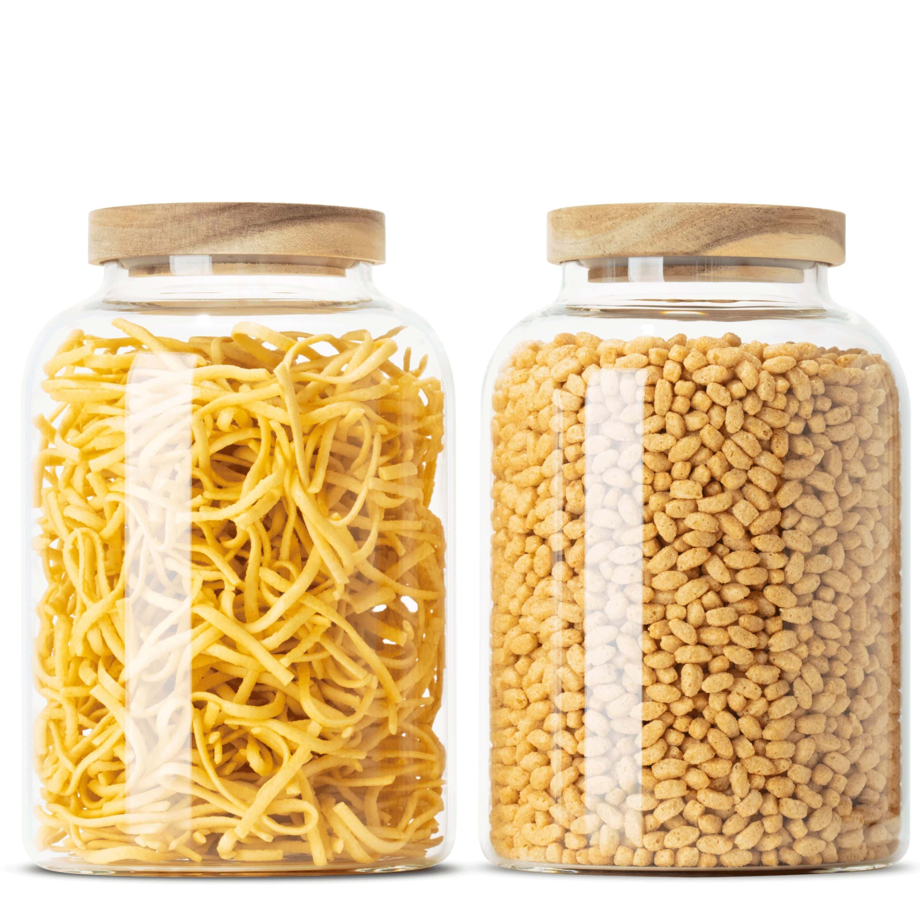 Econovo Vorratsdose Glas, (Set, 2-tlg., Luft- & Aromadicht), Vorratsgläser mit Holzdeckel für Lebensmittel große & klein