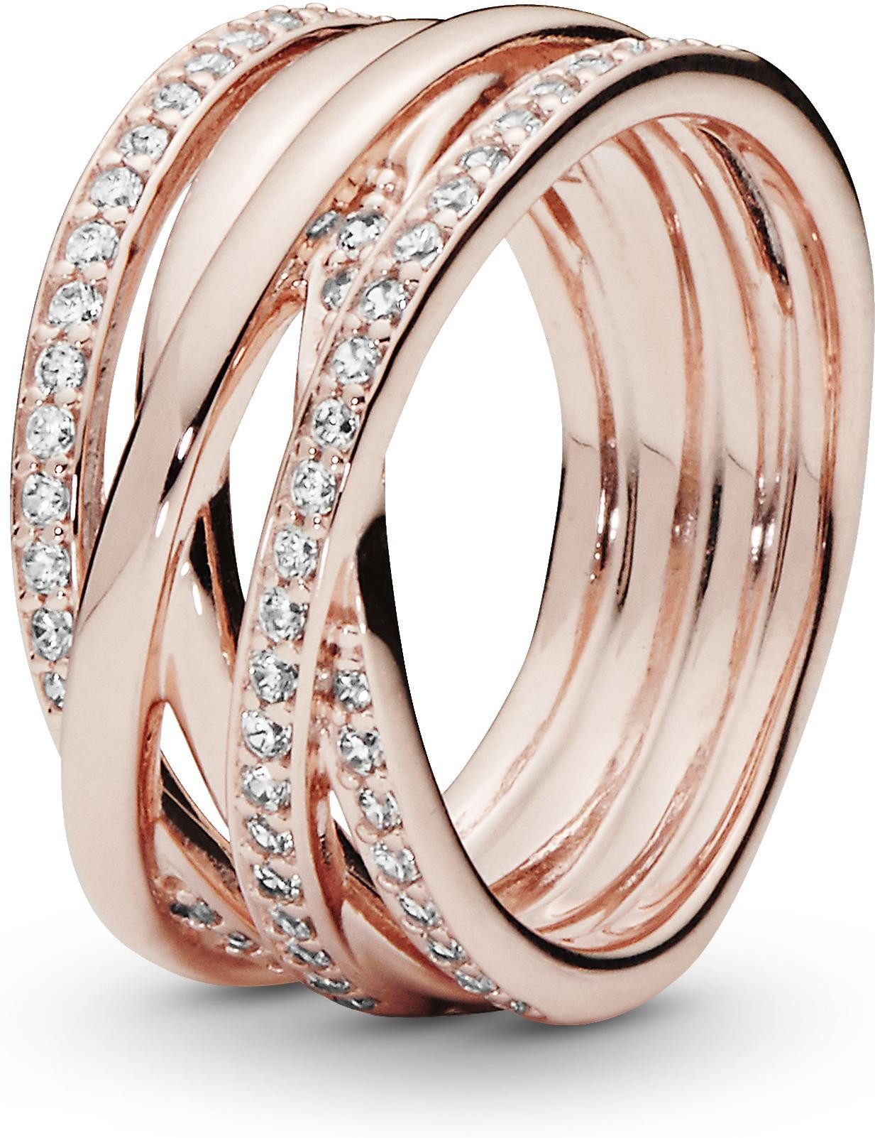 Pandora Fingerring Pandora Funkelnde und Polierte Linien Ring 180919CZ Damenring