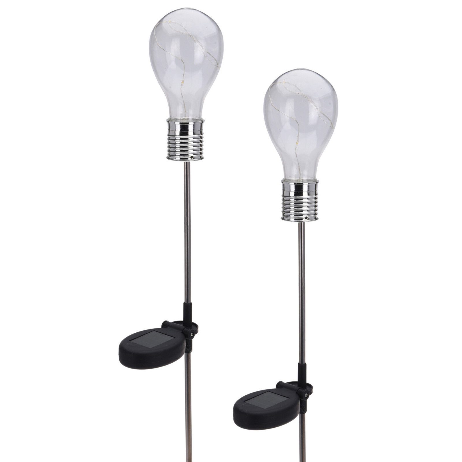 Koopman LED Solarleuchte Solarleuchte 2er Set Glühbirnenform, Ein-/Ausschalter, LED, Warmweiß, Solarlampe Gartenlampe