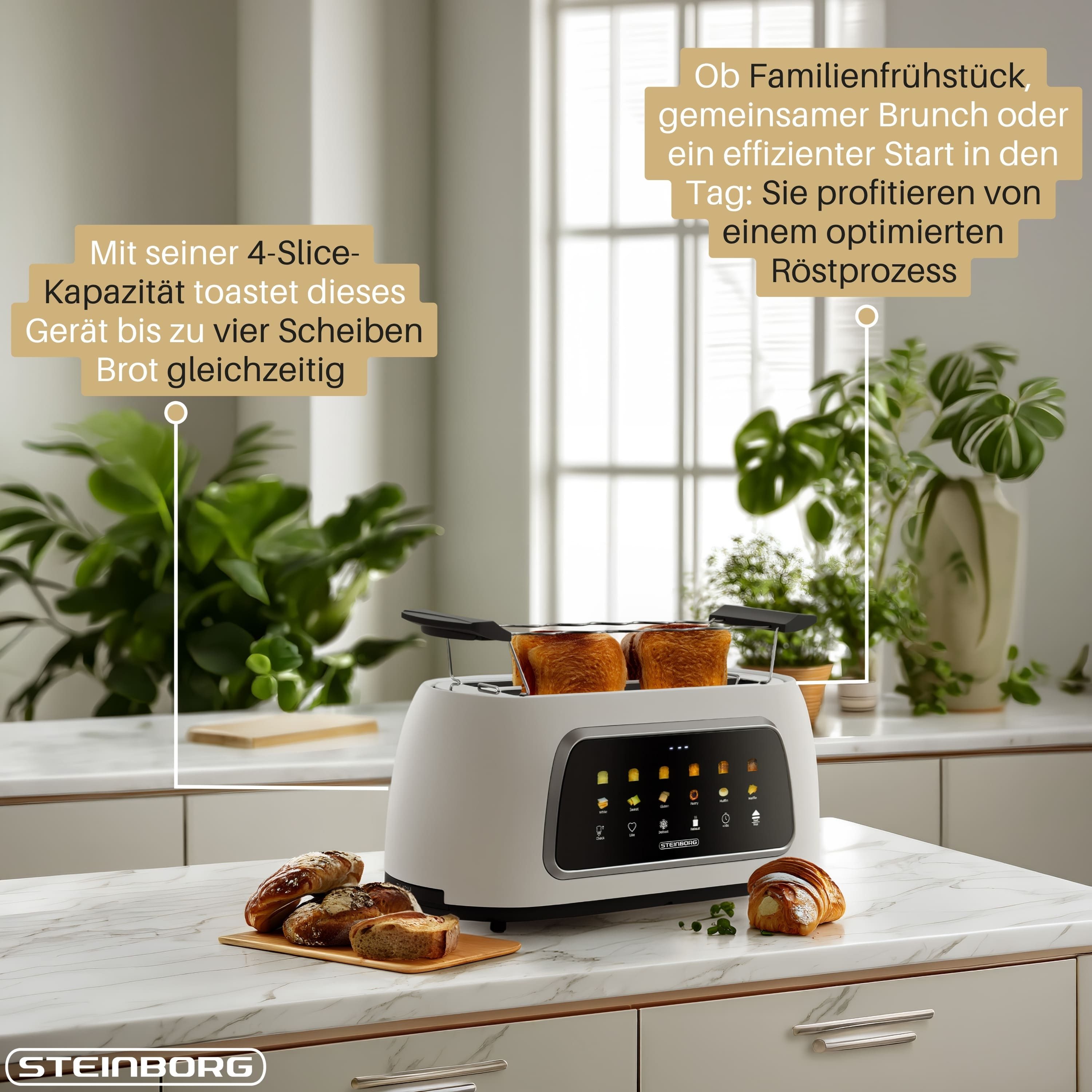 STEINBORG Toaster SB-2217, 1500 W, Display: Farbdisplay