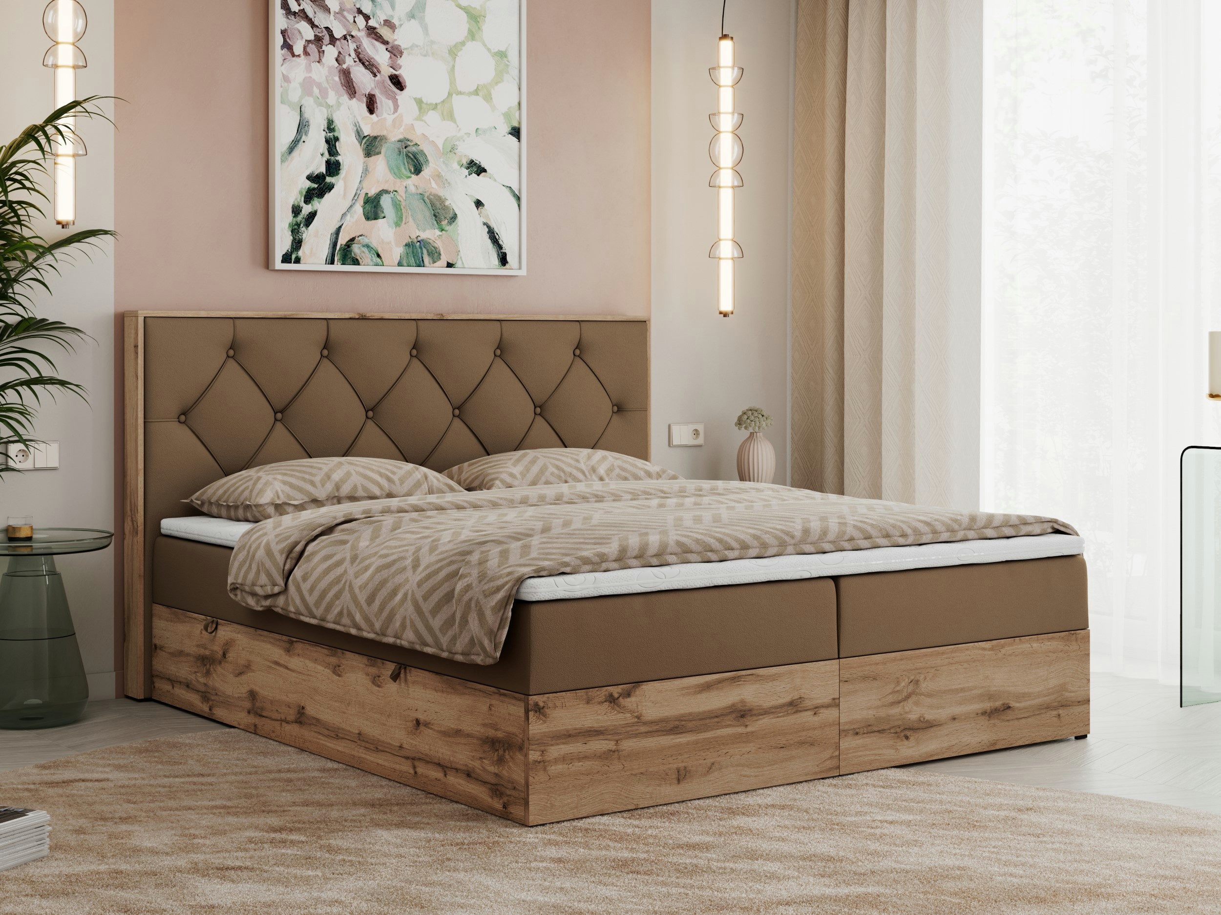 MKS MÖBEL Boxspringbett VENETO (Polsterbett, zwei Bettkästen, Topper T-25, günstig online kaufen