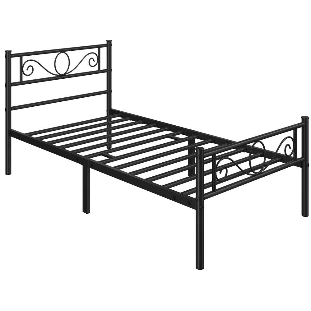 Yaheetech Bettgestell Metallbett mit Kopfteil, Einzelbett/Doppelbett Metallbettrahmen, 90/140/160 cm (B)