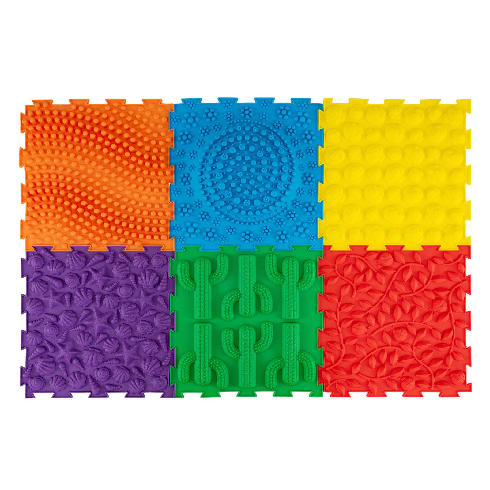 COSTWAY Spielmatte (6-St), Sensorische Massagematte mit verschiedenen Mustern