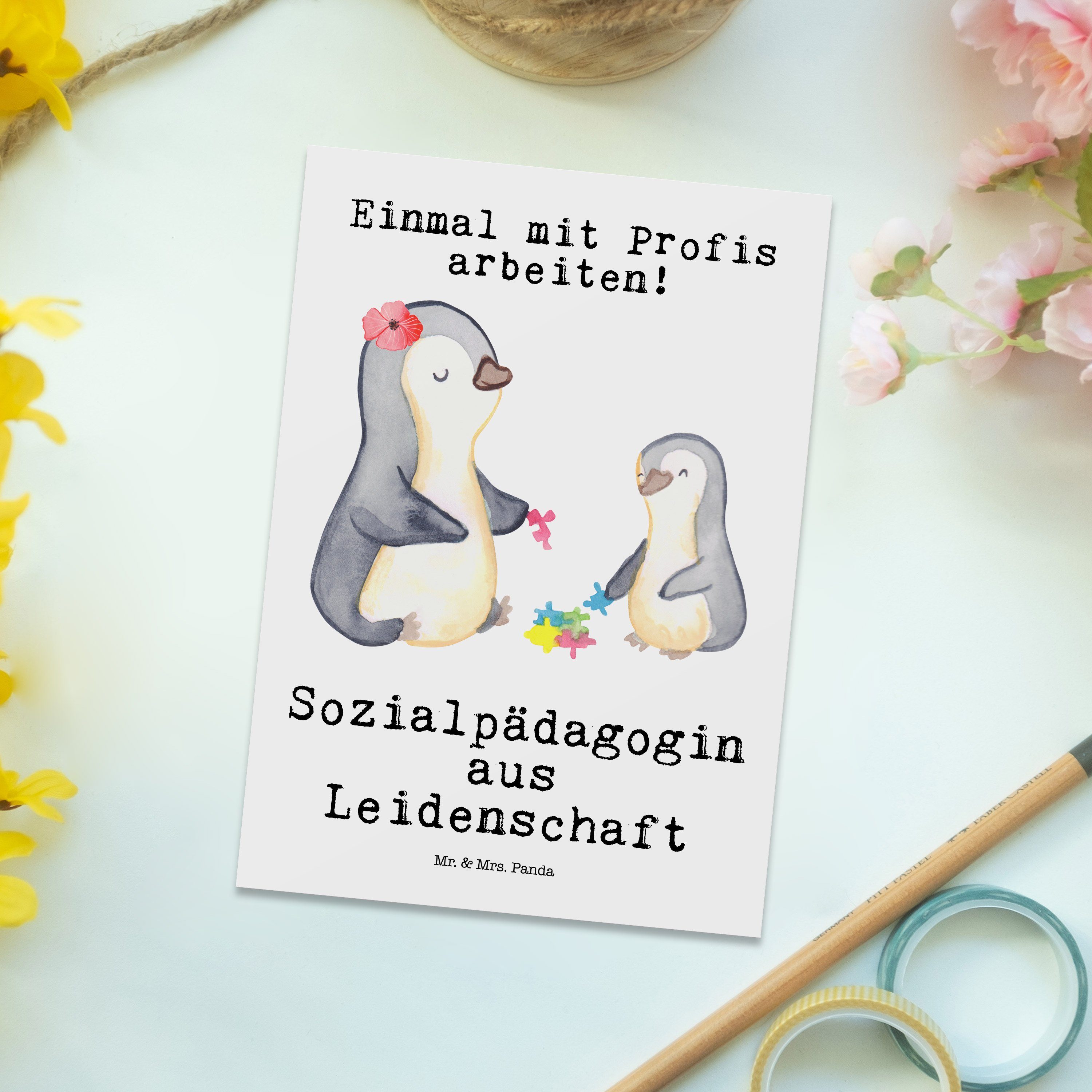 - Geburtstagskarte & Sozialpädagogin Mr. Geschenk, Weiß aus - Mrs. Leidenschaft Panda Postkarte