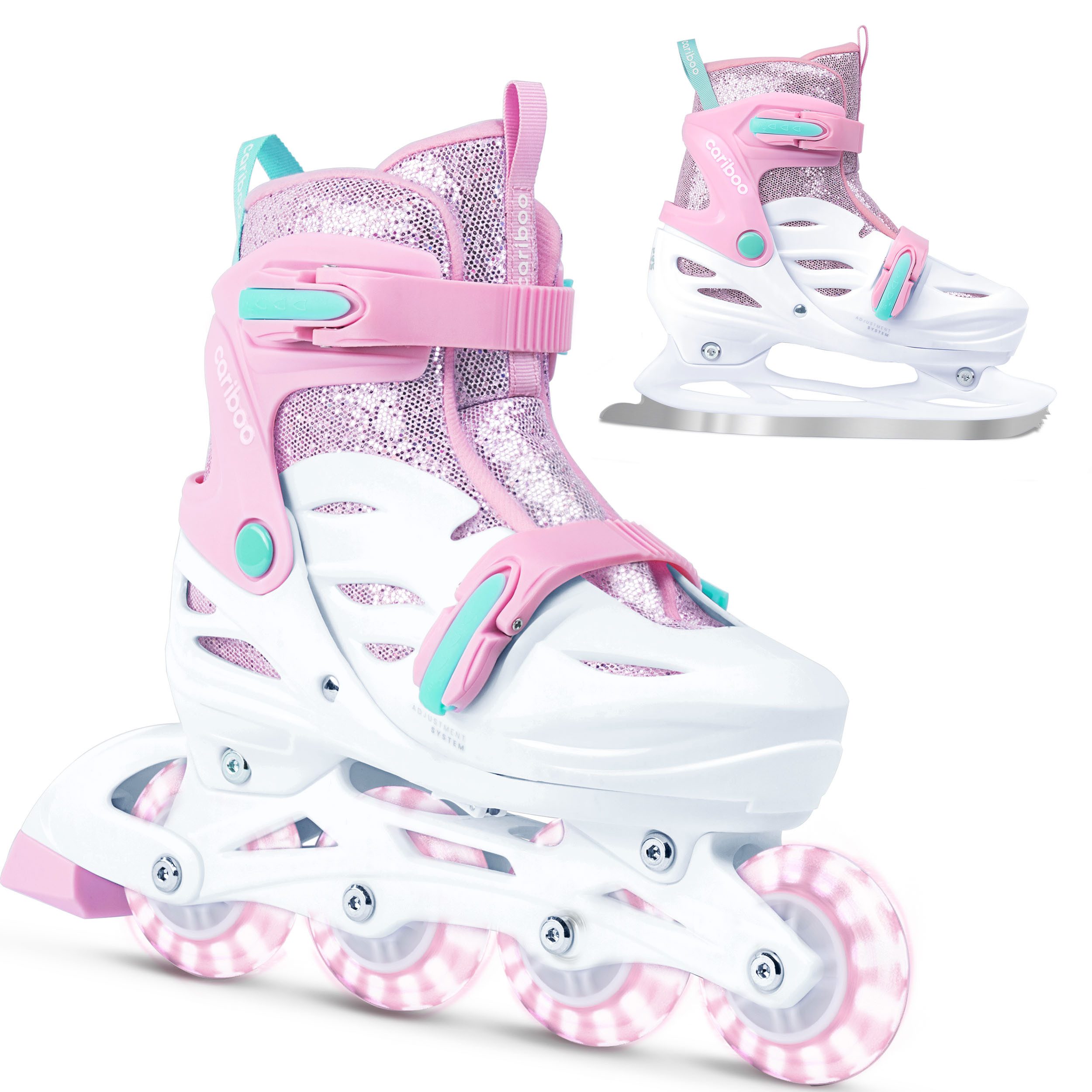 Cariboo Inlineskates Inliner und Schlittschuhe CARIBOO BALLERINA 2in1 leuchtende LED-Rollen