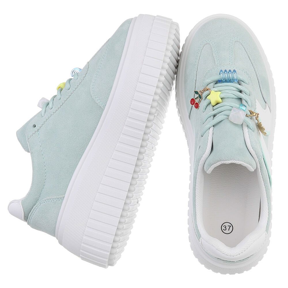 Ital-Design Plateausneaker mit verspielten Details für Damen Sneaker (91409132) Keilabsatz/Wedge Sneakers Low in Hellgrün