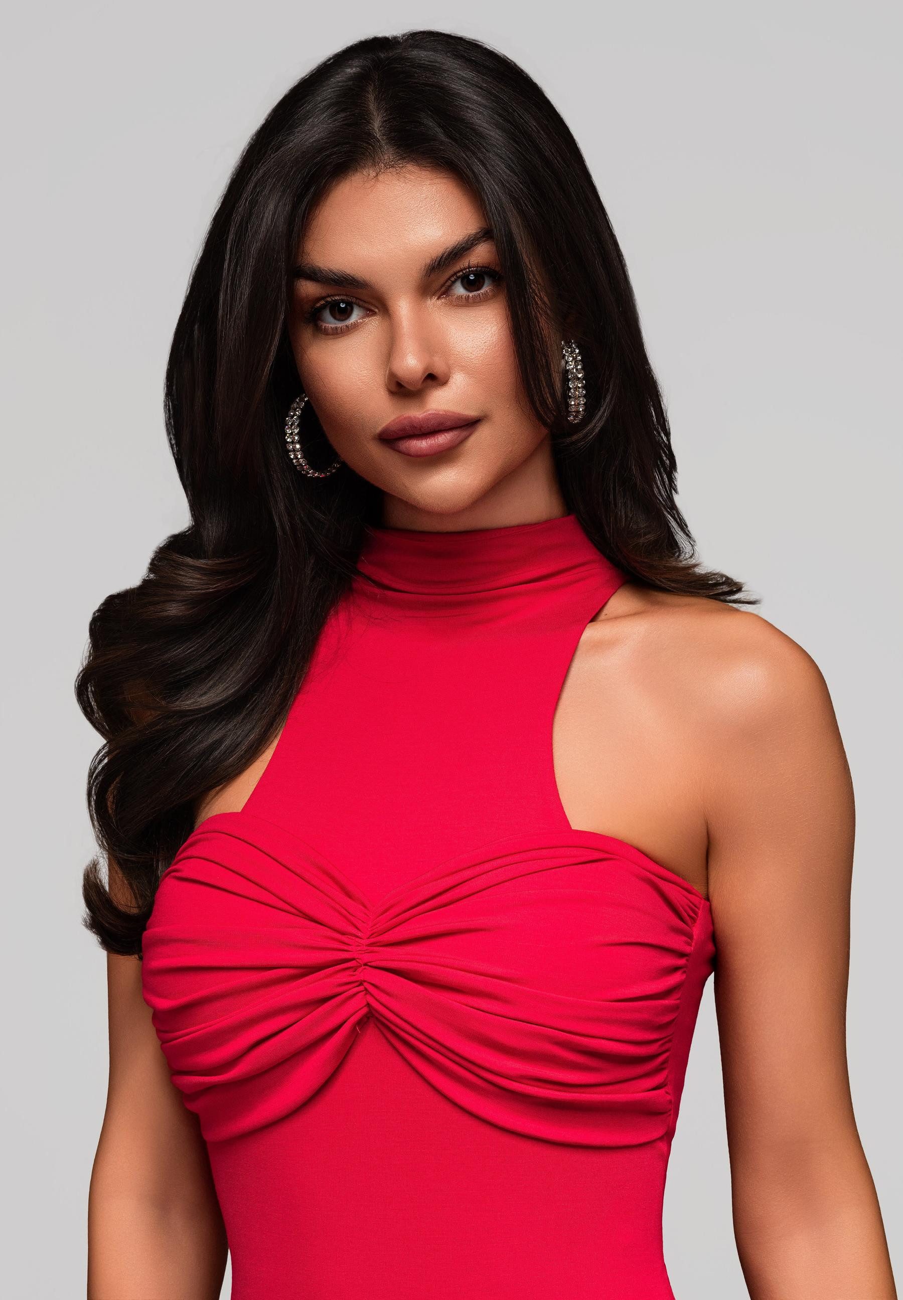 OMBRE Abendkleid Figurbetontes Maxikleid mit Raffung günstig online kaufen