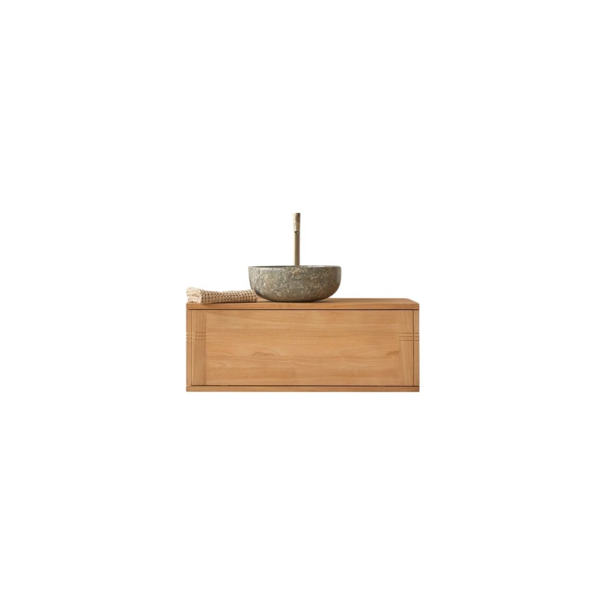 Tikamoon Waschtisch Badschrank aus Teakholz 95 cm Basic