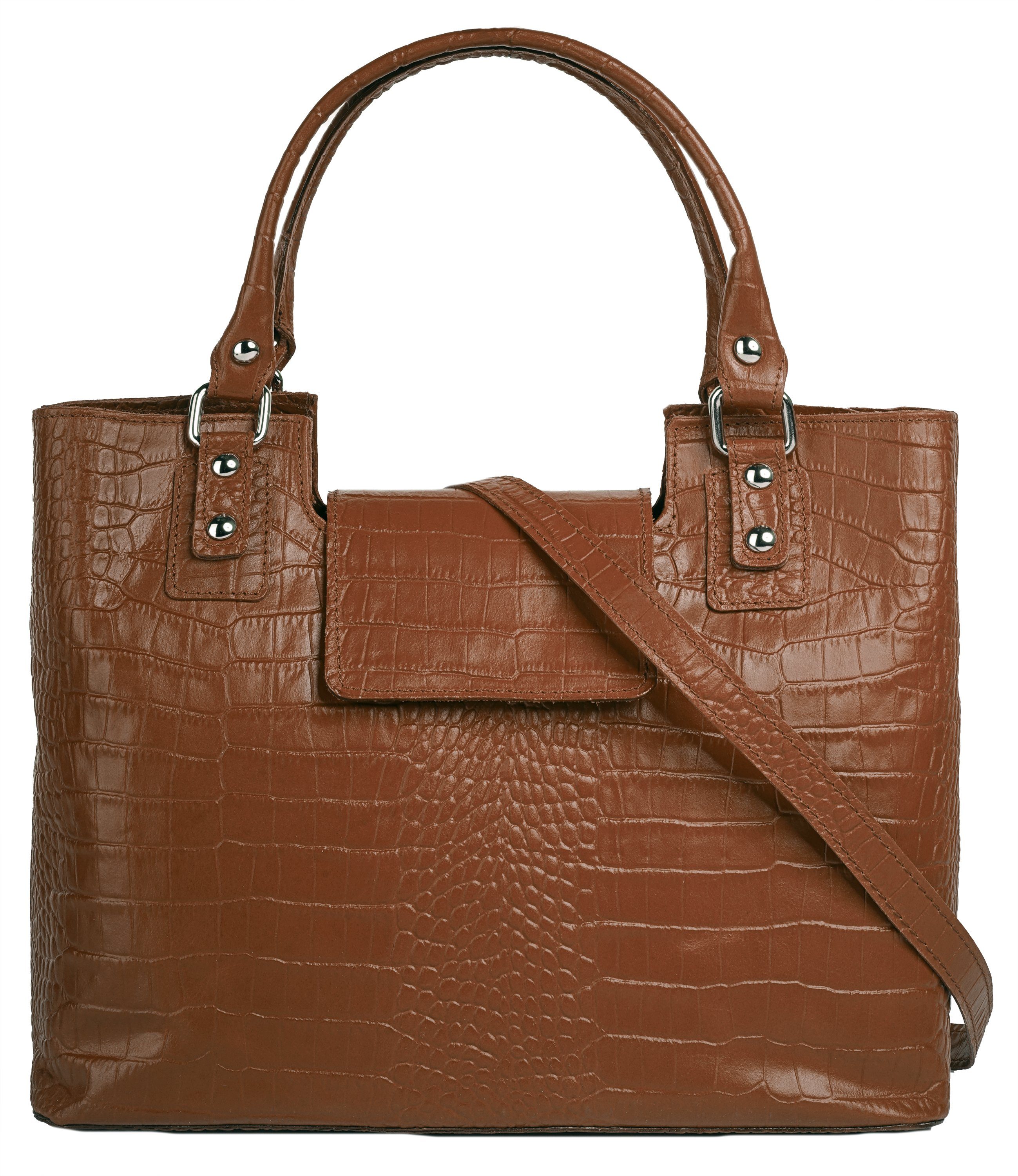 Cluty in Leder, cognac Made Italy echt Henkeltasche,