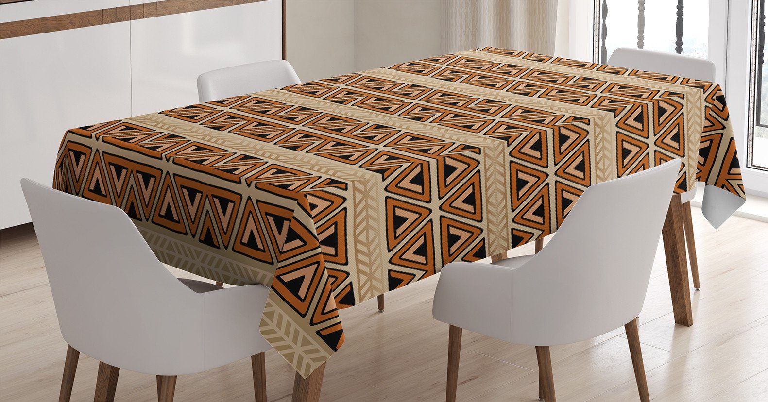 Abakuhaus Tischdecke Farbfest Waschbar Für den Außen Bereich geeignet Klare Farben, Afrika Geometrische Muster Triangles
