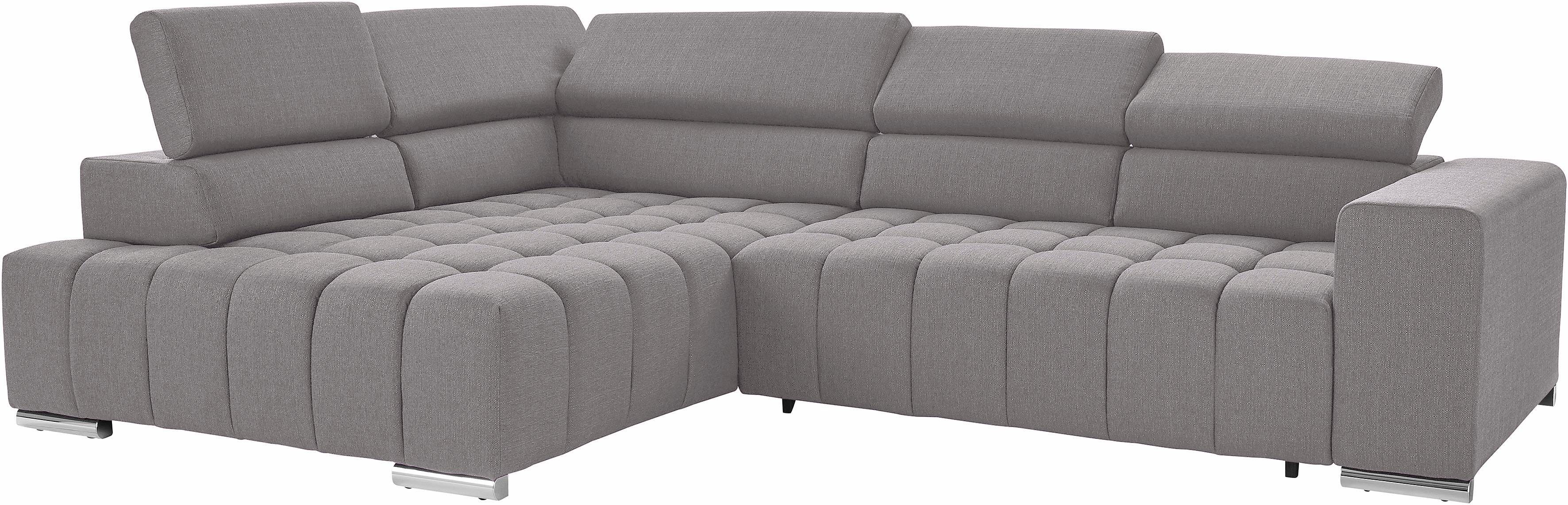 exxpo - sofa fashion Ecksofa Elias, aktuelle Kreuzsteppung im Sitz, bequem, Breite 307cm, L-Form, mit Kopf- bzw. Rückenverstellung, wahlweise mit Bettfunktion