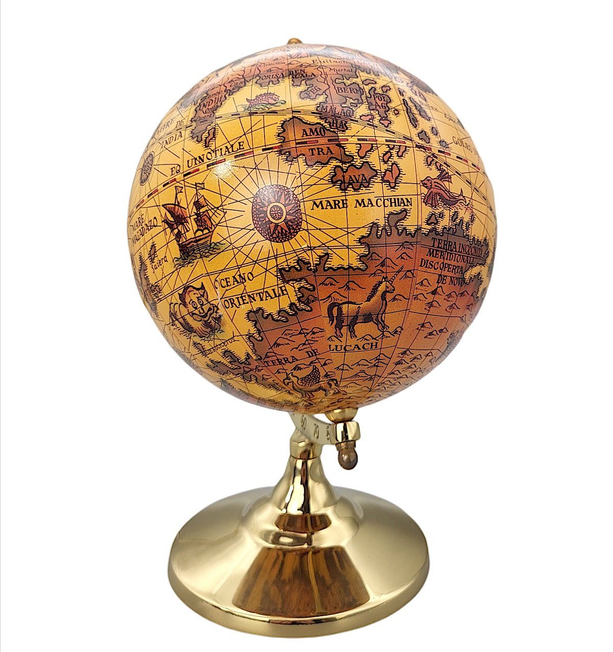 Globus, Erdglobus, Dekoobjekt Linoows Erdkugel des Tischglobus Barock historischer auf Messingstand