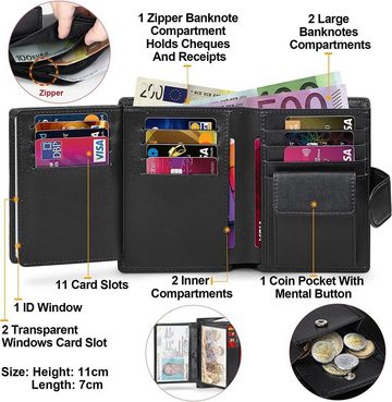 TEEHON Brieftasche Brieftasche Herren RFID-geschützt Leder, Herren Brieftasche groß, Herrengeldbörse mit RFID-Barriere aus schwarzem Leder