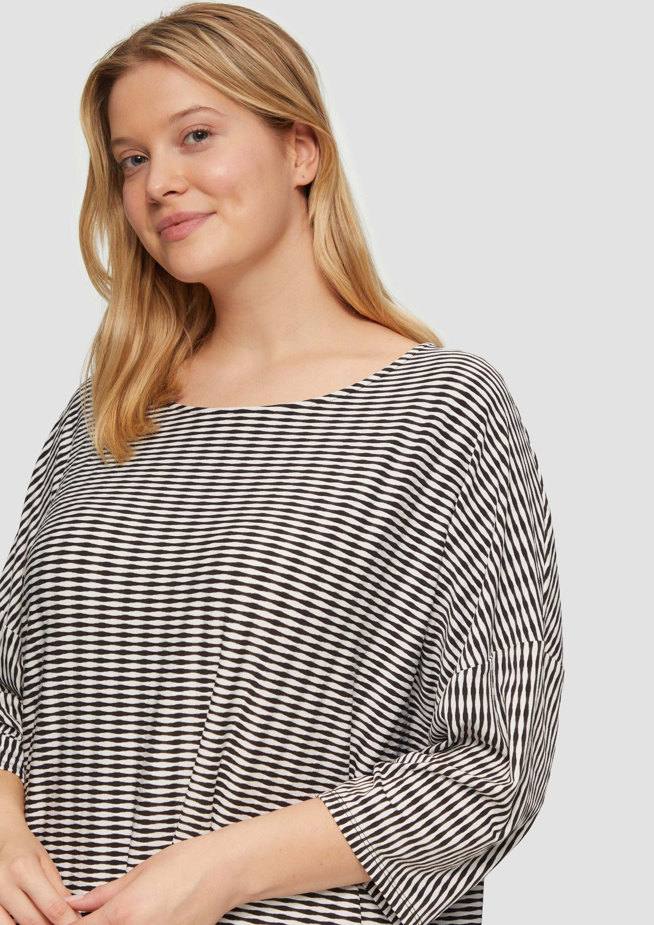 s.Oliver 3/4-Arm-Shirt T-Shirt Strukturiertes Shirt mit Fledermausärmeln