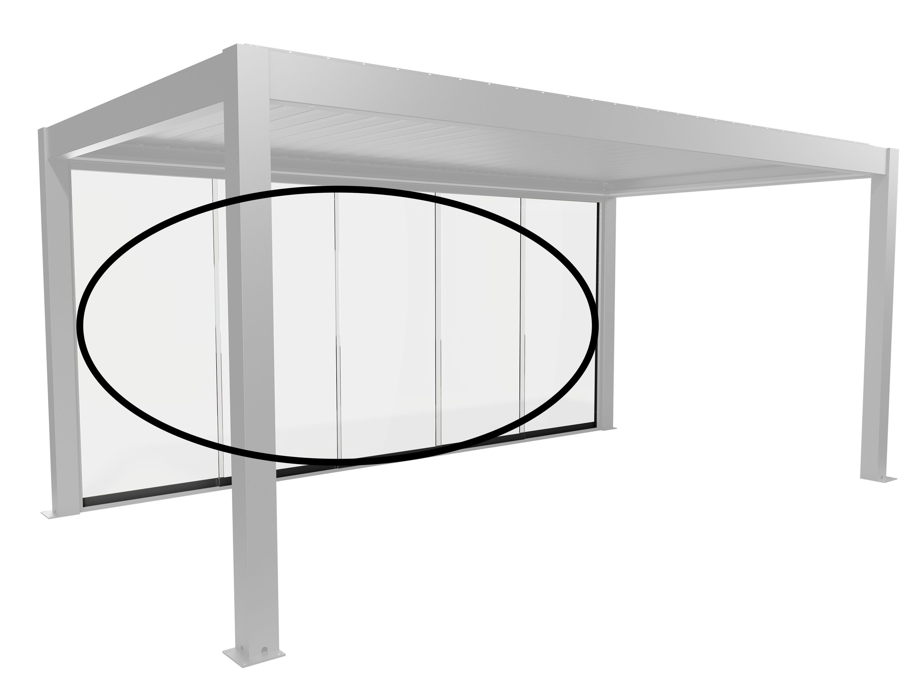 Biohort Glasschiebetür Klarglas Gr. 5,5 m für Pergola, verschiedene Farben, 512,5x 234,9 cm, Glaselemente aus 10 mm ESG