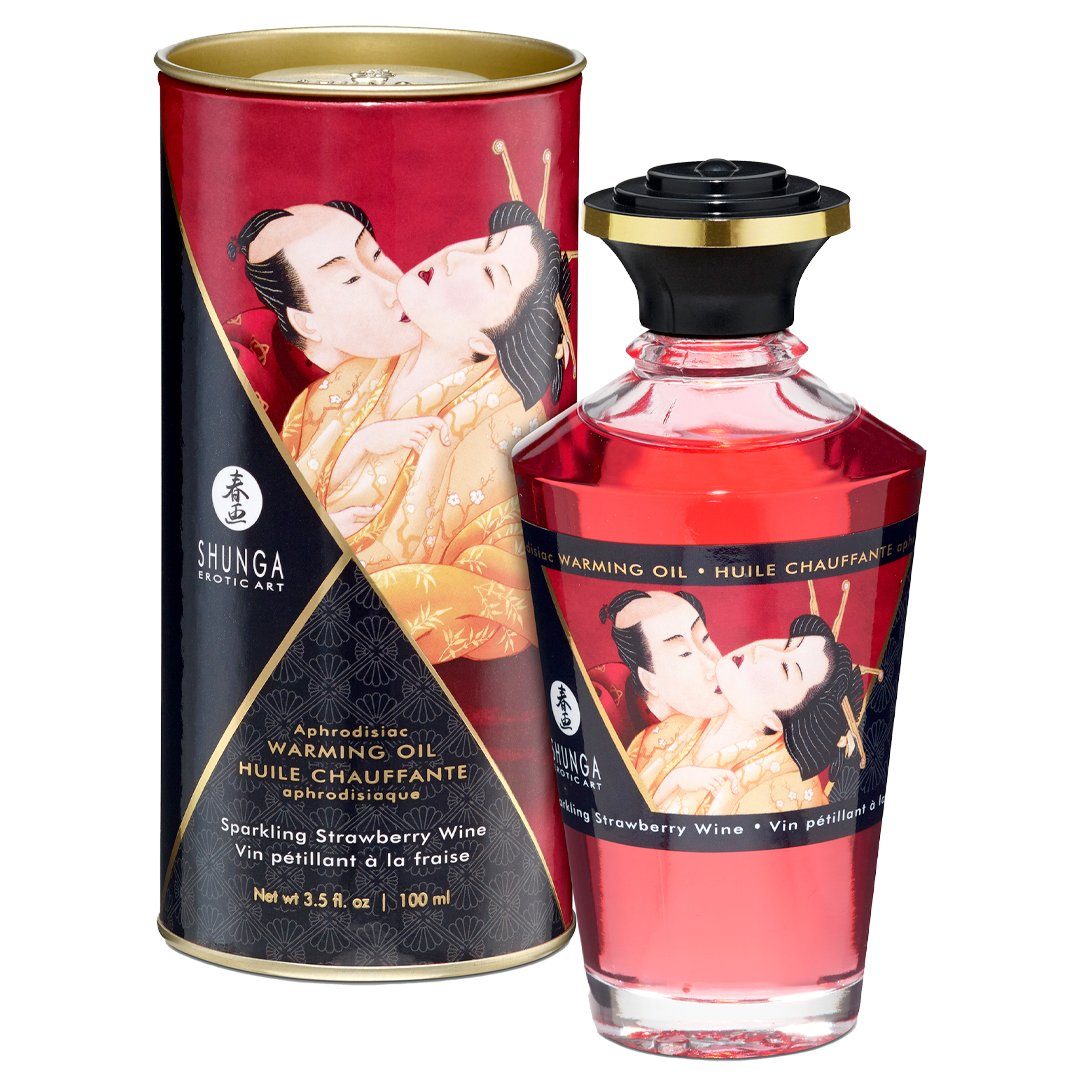 SHUNGA Massageöl Aphrodisiakum wärmendes Massage Öl Sparkling Strawberry Wine - Erdbeer, Atemaktivierte Erwärmung
