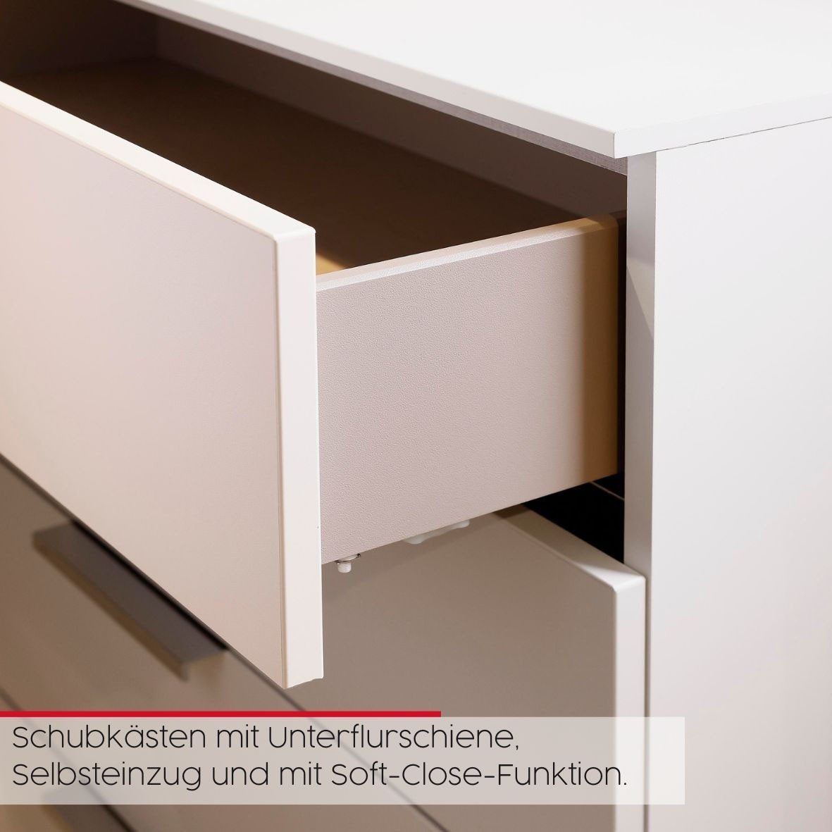 rauch Nachtkommode Nachttisch Nachtschrank Nachtkonsole FLIPP (Breite 40 cm), mit 3 Schubladen und Soft-Close-Funktion – Bild 4 von 5