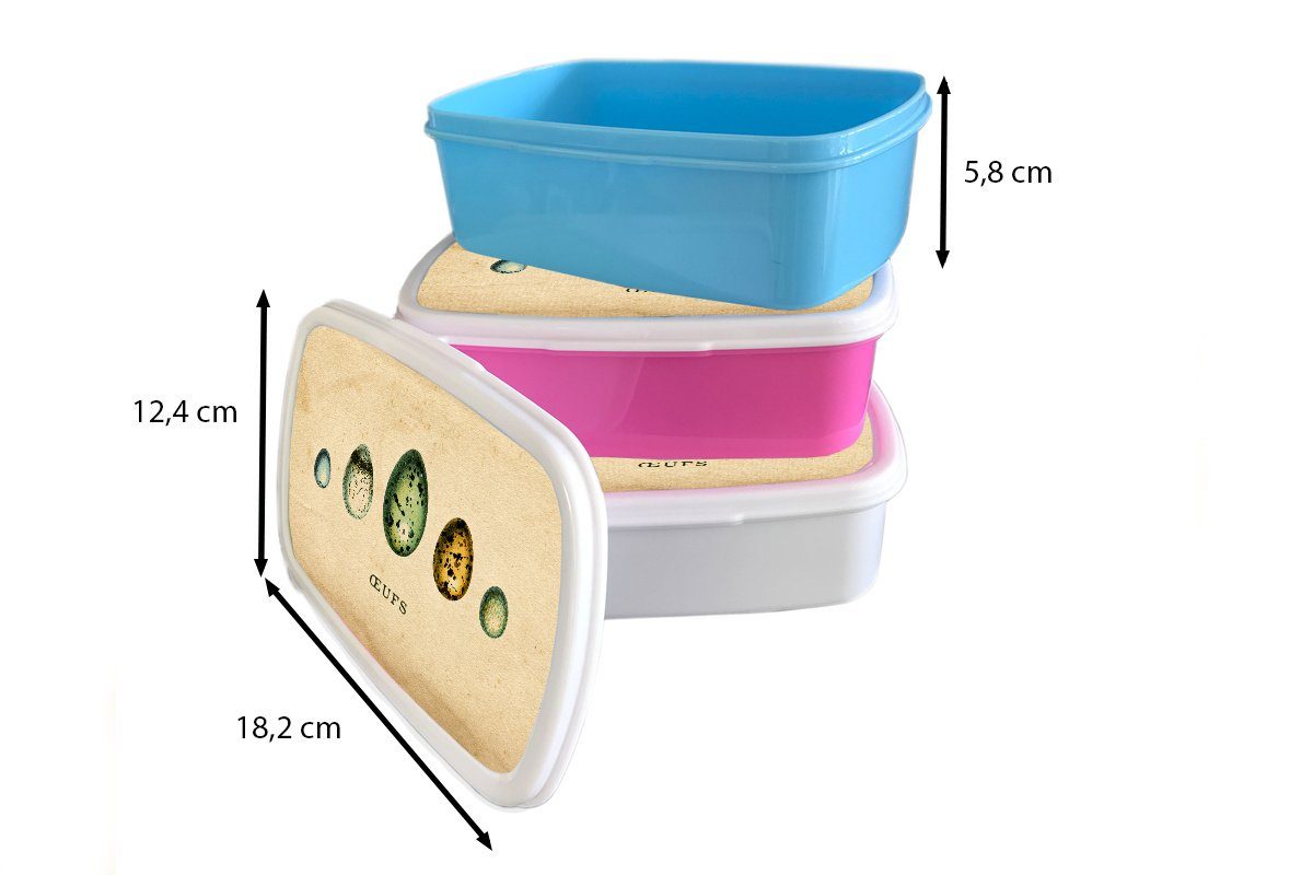 und Kinder Lunchbox für weiß Kunststoff, Erwachsene, Mädchen (2-tlg), Brotbox Design, - - Eier MuchoWow und Tiere Brotdose, für Jungs