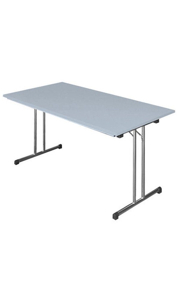Steelboxx Klapptisch Besprechungstisch Konferenztisch Schreibtisch 180 x 80 cm (Komplett-Set, 1-St), Die Tische werden komplett montiert geliefert. Gestell: Verchromt/ Tischplatte: Lichtgrau