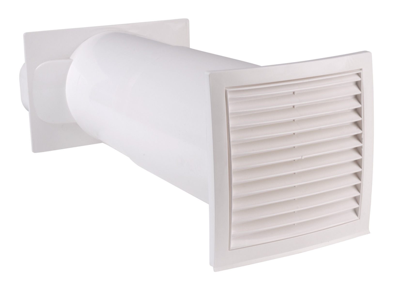 optimAIRo Abluft-Set Teleskop-Mauerkasten Rechteckanschluss Flachkanal weiß 150 mm