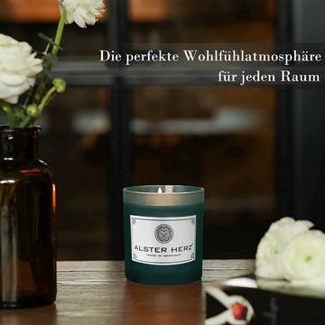 Alster Herz Geburtstagskerze Kerze im Glas mit Schmuck Überraschung, Geschenke für Frauen, K00G, Goldene Farbe, Handgefertigt in Hamburg