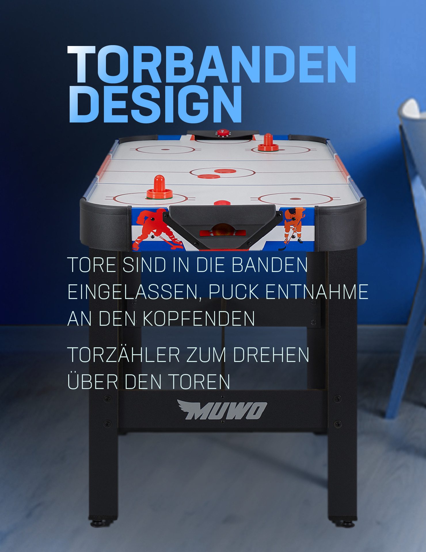 MUWO Air-Hockeytisch "Game On", 122L x 61B x 79H cm – Bild 4 von 5