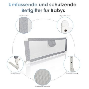 Clanmacy Bettschutzgitter Bettgitter Rausfallschutz 150-200cm Bettrailing Babybett Kinder Kantenschutz für Boxspring Grau Kinderbettschutzgitter, aus Metall