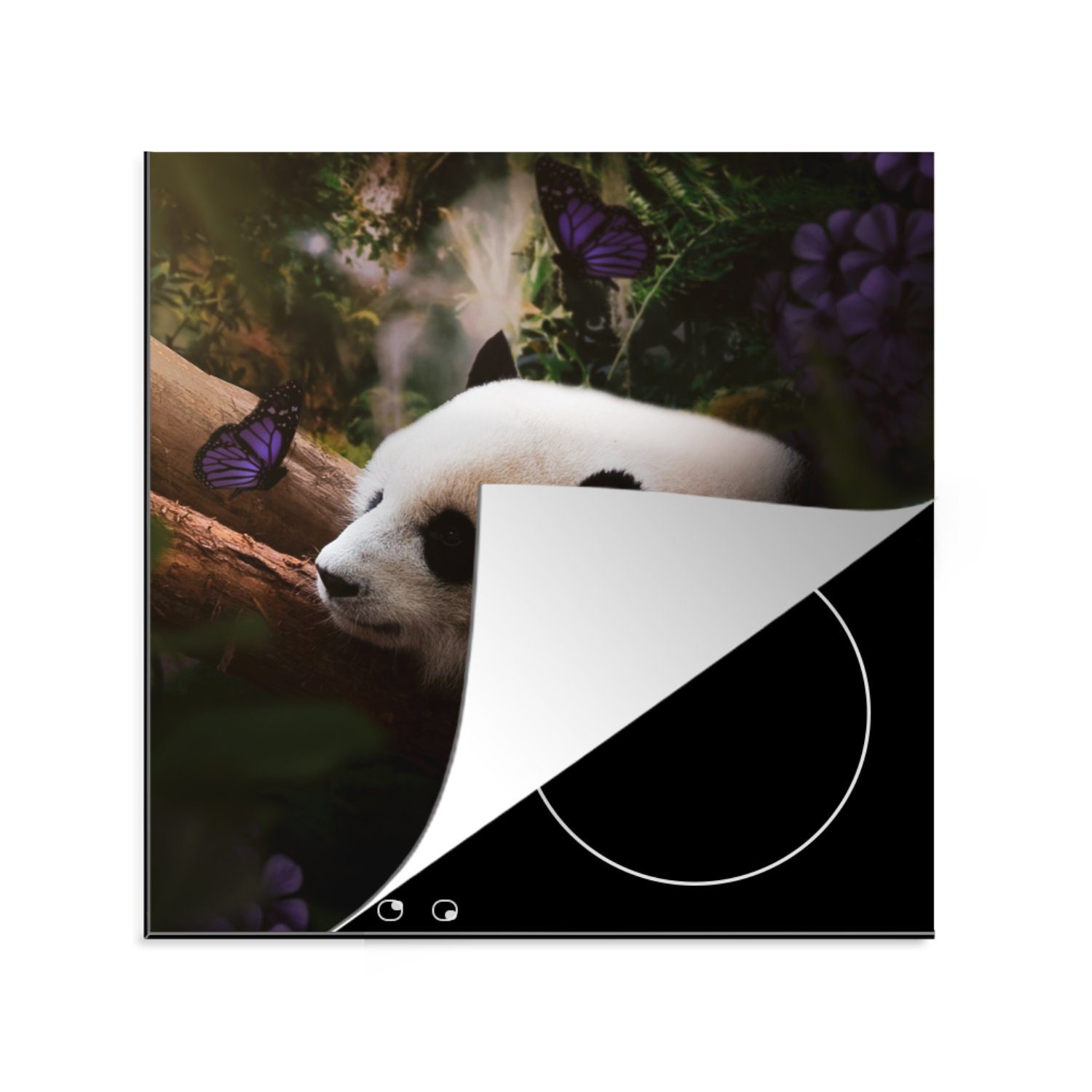 MuchoWow Herdblende-/Abdeckplatte Tiere - Dschungel - Panda, Vinyl, (1 tlg), 78x78 cm, Ceranfeldabdeckung, Arbeitsplatte für küche