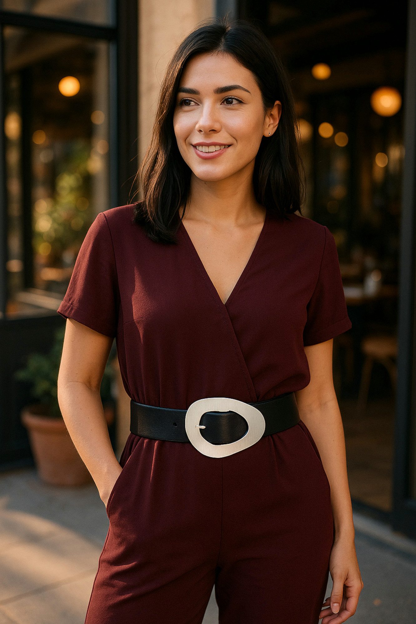 Ella Jonte Stretchgürtel schwarz mit Statement Schnalle gold oder silber günstig online kaufen