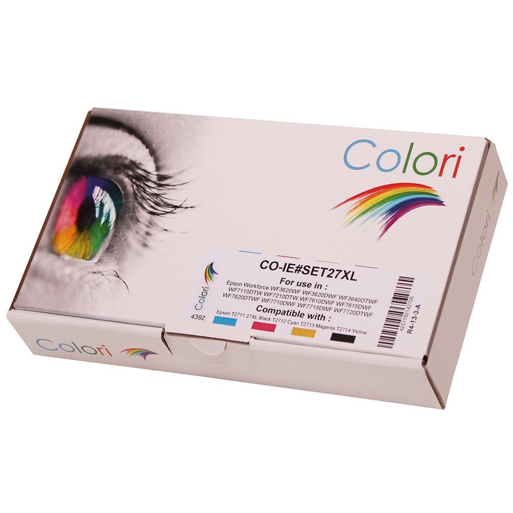 Colori Tintenpatrone (Kompatibles für 4x Druckerpatrone WF3620WF) Set 27XL Epson