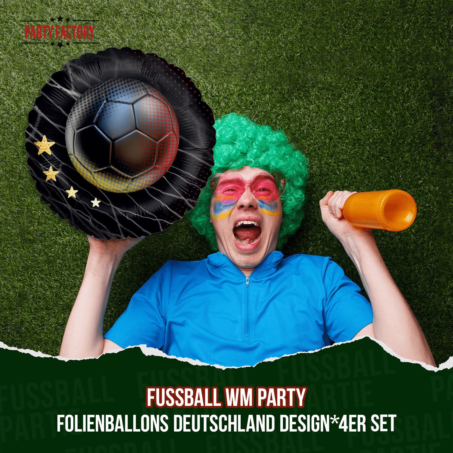 Party Factory Dekoteller Fußball WM Partyset-1 Deutschland 41-tlg. Geschirr Wimpelkette Ballons